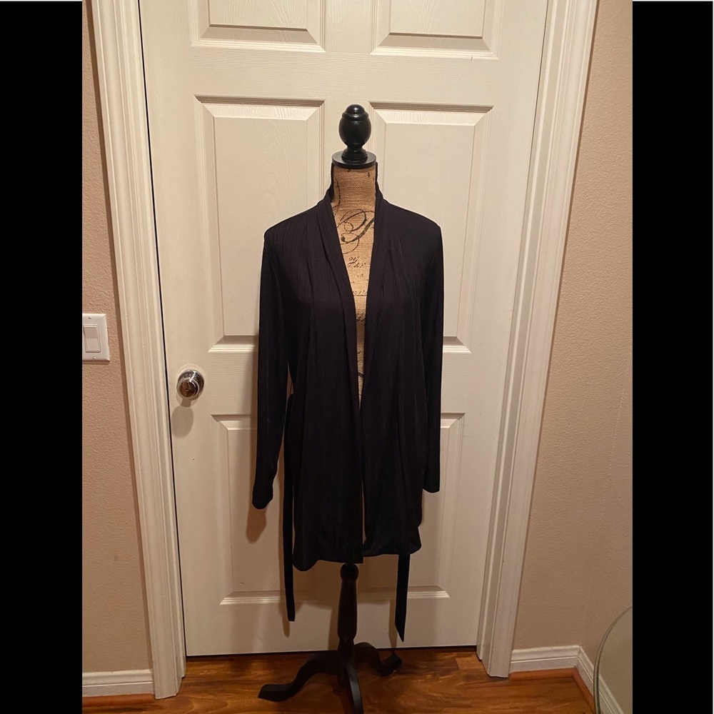 Bubble knit belted cardigan